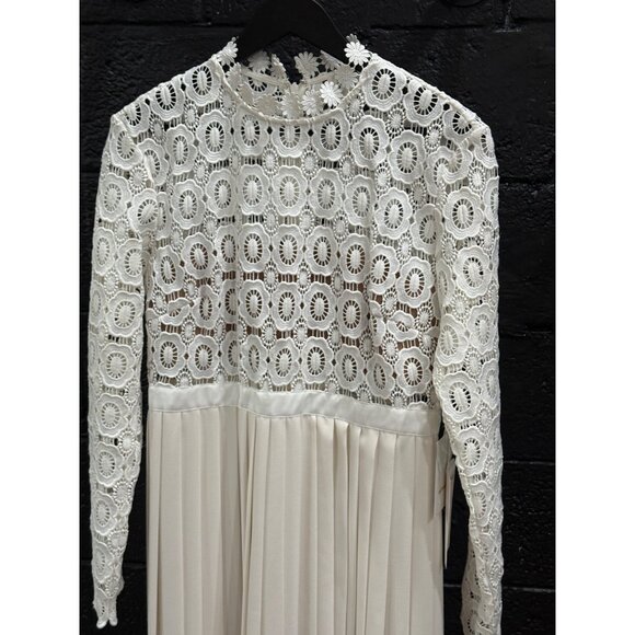 Self-Portrait Mock Neck White Long Dress Size 10 - Picture 7 of 10